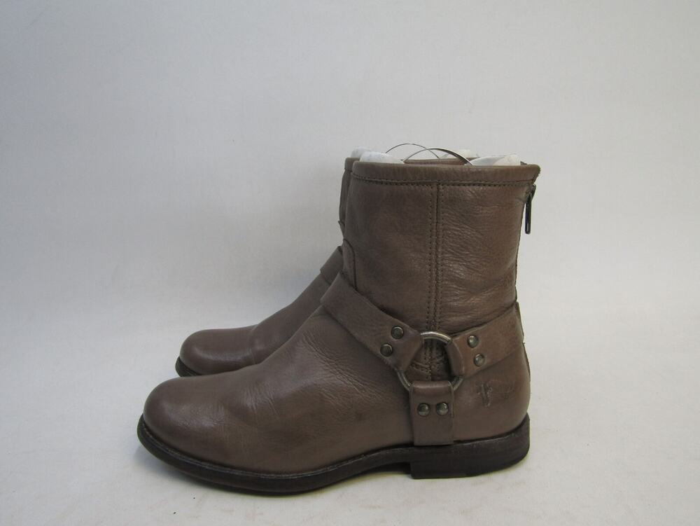 FRYE Womens Size 7.5 B Brown Leather Zip Harness Cowboy Fashion Ankle Boots